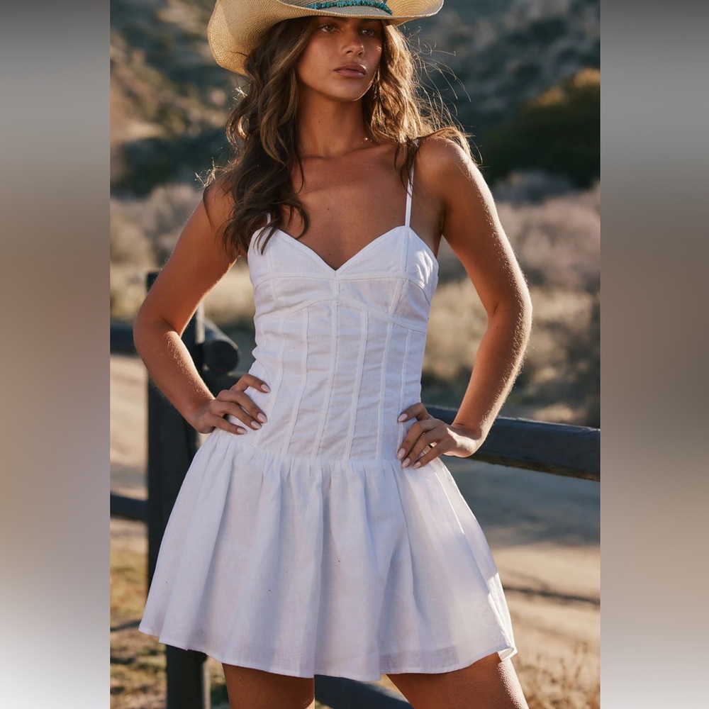 12th Tribe Lana White Drop Waist Mini Dress